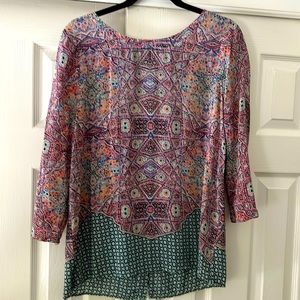 Maeve 100% Silk Mosaic Print Blouse